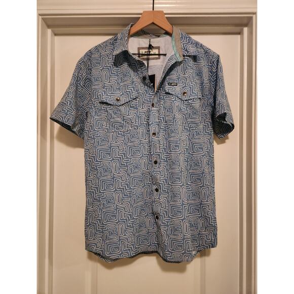NWT Jetty Mens Button-Down Short Sleeve Shirt Geometric M - Picture 1 of 5